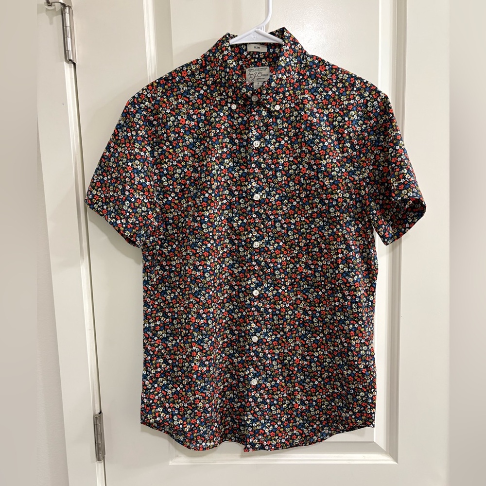 J. Crew Men's Slim Secret Wash Stretch Organic Cotton Floral Shirt